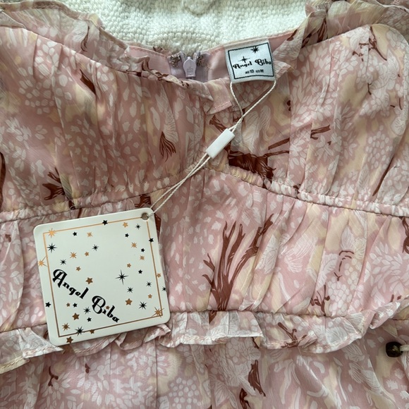 Pink Floral Mini Dress - size M - Picture 3 of 6